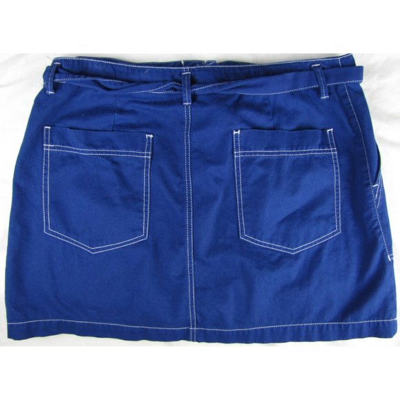 SALE! Belted Stitch Blue Short Mini Skirt - Picture 2 of 3